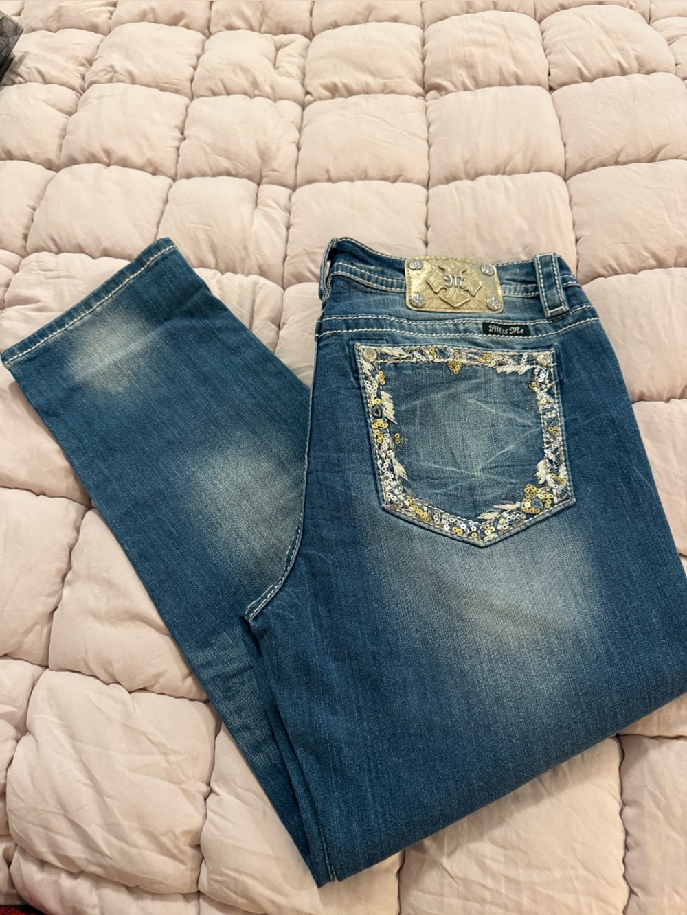 Miss Me Dark Blue Bootcut Jeans with Embroidered Back Pocket